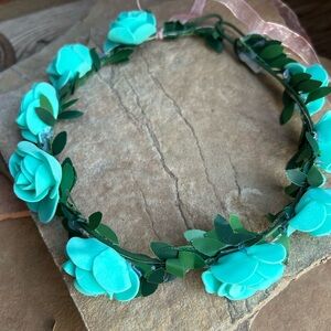 Floral Crown Headband with Teal Flowers Light-Up NWT